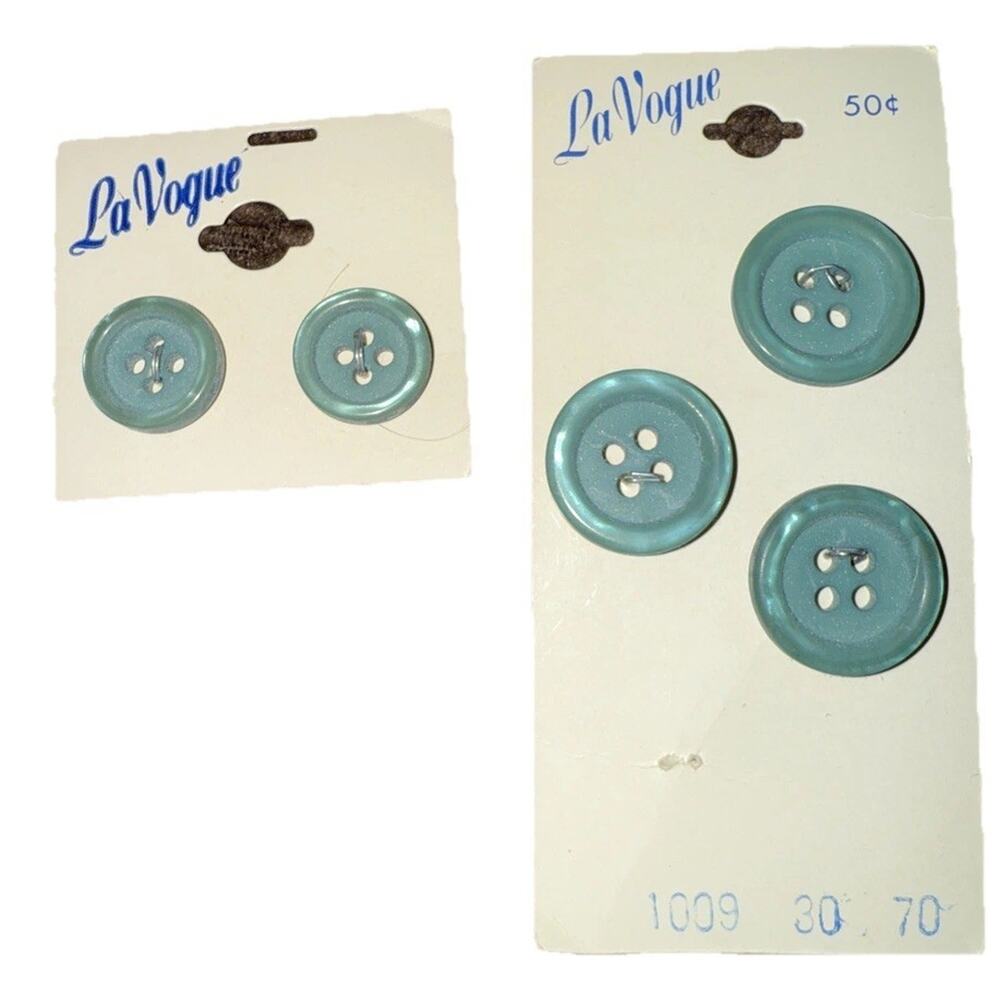 Vintage La Vogue Dark Teal Four Hole Flat Buttons NOS 2 - 1/2” And 3-5/8”.